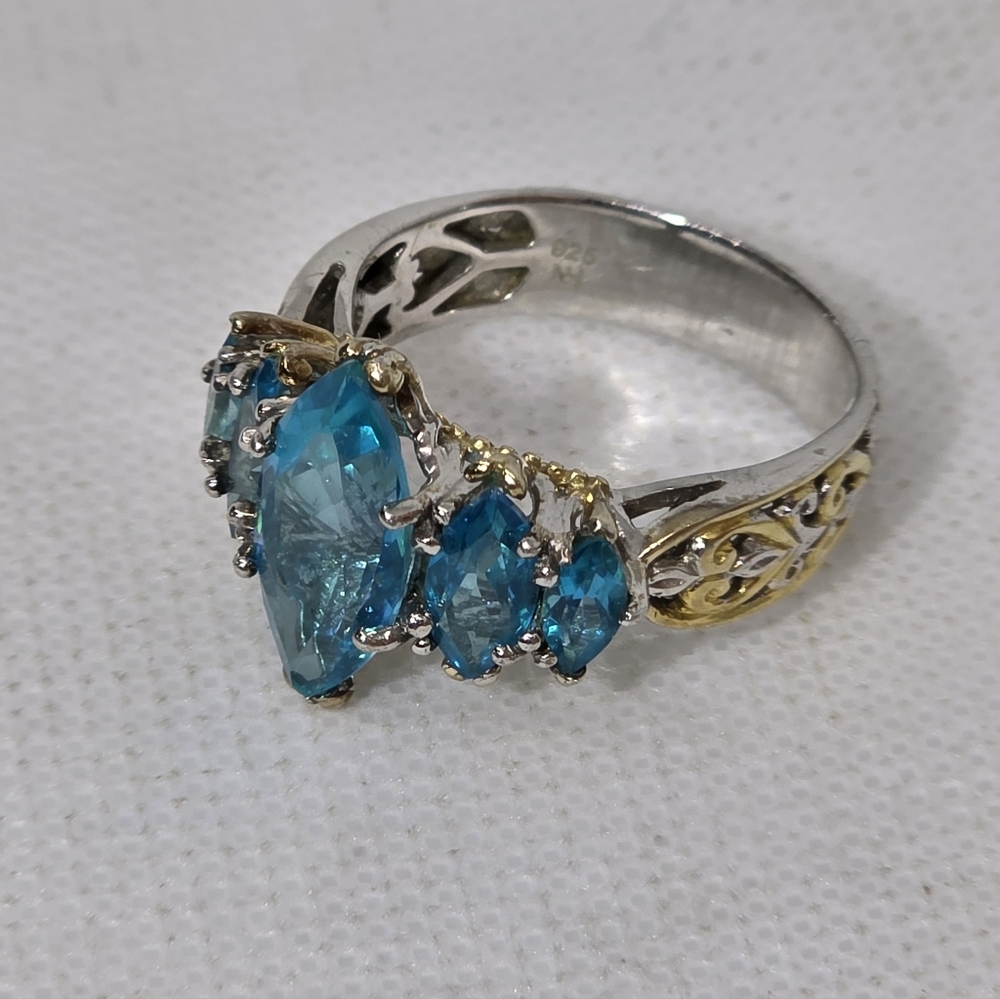 Michael Valitutti Paraiba Topaz Marquis Ring - Picture 5 of 13